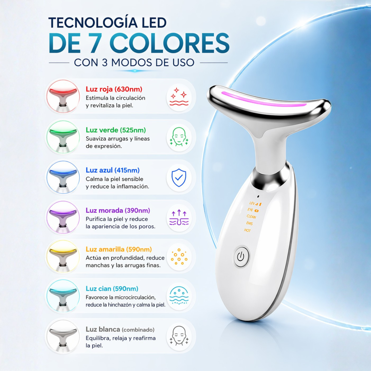 Maseajador facial 7 Colores